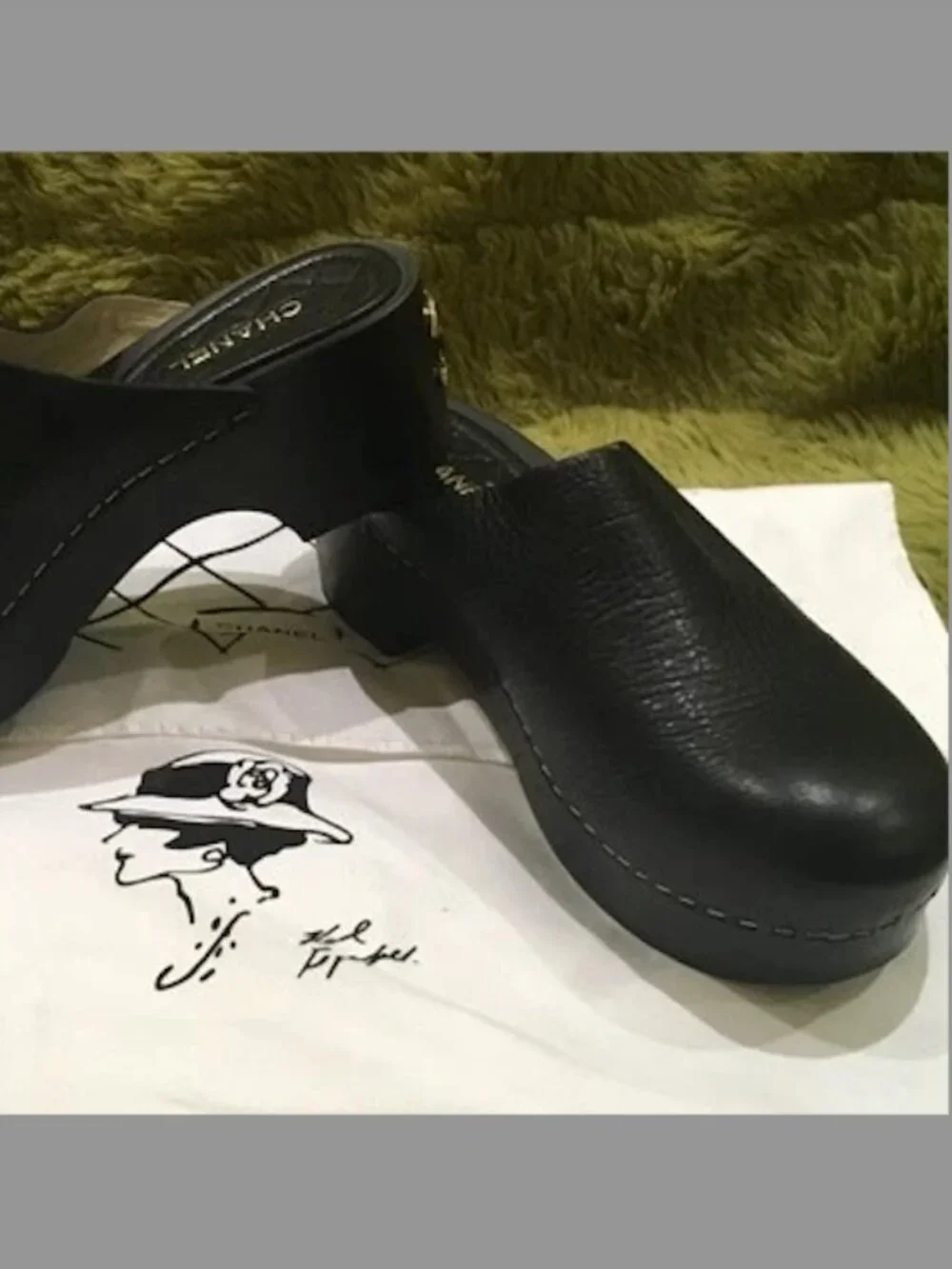 New Chanel Calfskin CC Clogs Black SZ 36EU